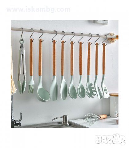 КОМПЛЕКТ ОТ 12БР СИЛИКОНОВИ КУХНЕНСКИ ПРИБОРИ С МЕТАЛНА ПОСТАВКА - КОД 2776, снимка 18 - Прибори за хранене, готвене и сервиране - 33918795