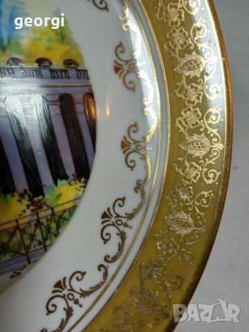 Декоративна порцеланова чиния с позлата Karlovy vary, снимка 3 - Колекции - 35338079