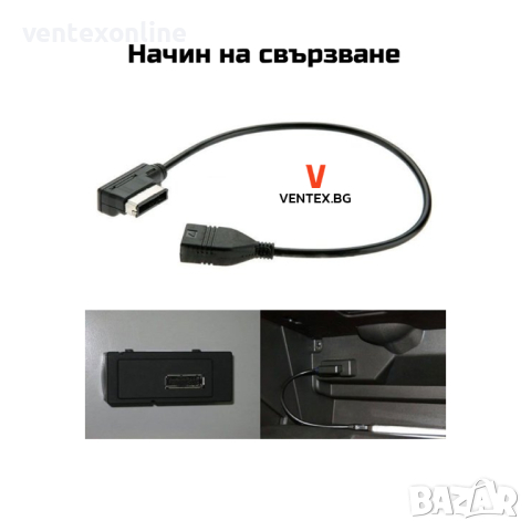 AMI MMI USB кабел за флашка за Audi Q5 Q7 R8 A4 VW Media-In адаптер, снимка 2 - Аксесоари и консумативи - 44642145