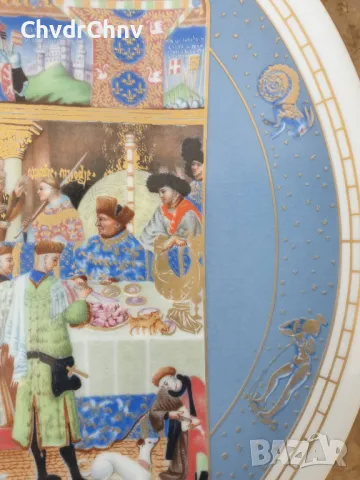 2бр Limoges Janvier-Avril/Лимож френска колекционерска декоративна порцеланова чиния-картина, снимка 3 - Картини - 49376845