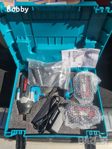 НОВ! ONEVAN акумулаторен безчетков ударен гайковерт 1500Nm + 2 Батерии и зарядно