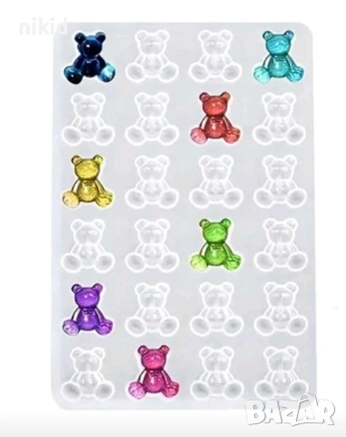 24 малки мечета мече силиконов молд форма фондан шоколад гипс смола бижу декор