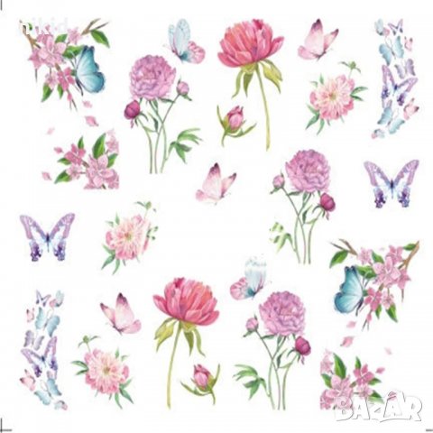 серия 1503-1510 цветя пеперуди Кула 12 в 1 лист татос слайдер ваденки водни стикери за нокти маникюр, снимка 6 - Продукти за маникюр - 31123990