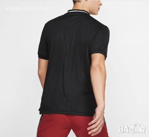 Nike Court Dry  черна полиестерна тениска с поло яка размер ХХЛ, снимка 3 - Тениски - 44784460