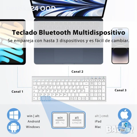 Безжична Bluetooth клавиатура за компютър таблет телефон, снимка 6 - Клавиатури и мишки - 53902554