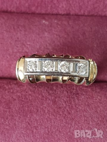 Златен пръстен с брилянти, снимка 3 - Пръстени - 29371607