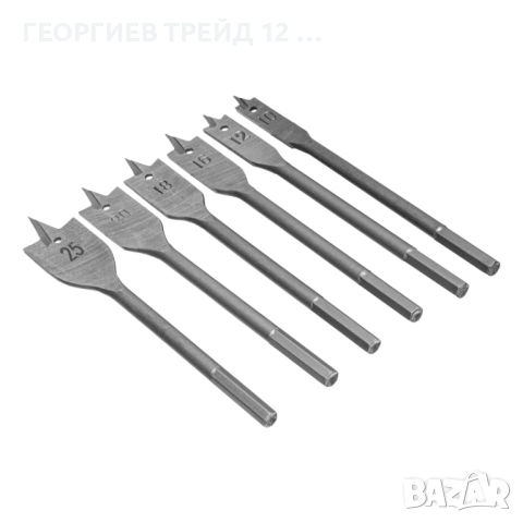 Свредла за дърво плоски10-12-16-18-20-25мм,6бр.шестостенна опашка-7040557