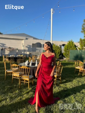 ⭐️Дълги сатенени рокли с цепка, снимка 2 - Рокли - 53195506