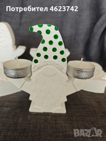 Керамично гномче свещник +2 свещи, снимка 4 - Декорация за дома - 52122187