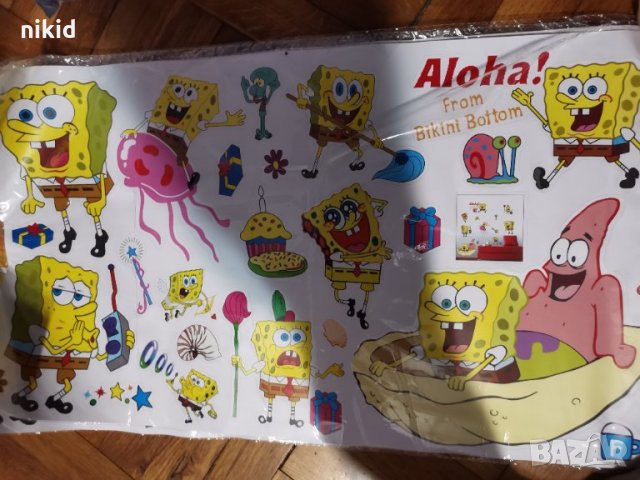 Спонджбоб спондж боб квадратни гащи spongebob стикер лепенка за стена мебел детска стая самозалепващ