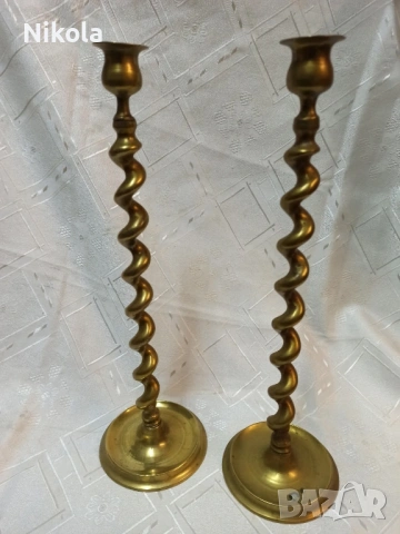 2 Бронзови високи свещника , снимка 3 - Антикварни и старинни предмети - 53122141