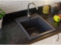 Гранитна Мивка за Кухня модел РИГА графит - Антибактериална Цвят Черно Кухненска мивка , снимка 8