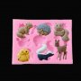 Силиконов молд 8 горски животни , декорация на торта , фондан , сърна , бухал , катерица , таралеж , снимка 1
