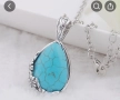 Винтидж колие капка от естествен камък и тюркоазена висулка, снимка 3