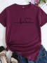 Нова дамска ежедневна тениска с къс ръкав и любовна шарка, 12цвята, снимка 6
