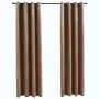 vidaXL Затъмняващи завеси с халки, 2 бр, кадифе, бежови, 140x175 см, снимка 1
