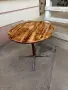 Кръгла маса с масивен дървен плот и метална основа, снимка 1