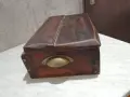 Винтидж дървена масивна кутия около 3 кг с месингови дръжки вечна 36х 22х13 см, снимка 1