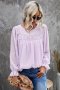 Дамска елегантна блуза в светлолилаво с принт на точки, снимка 1 - Блузи с дълъг ръкав и пуловери - 40354300