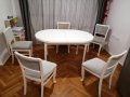 Продавам масивна трапезна разтегателна маса и пет стола., снимка 1 - Маси - 38867848