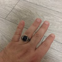Мъжки сребърен пръстен нов тъмно син камък, снимка 2 - Пръстени - 39446261