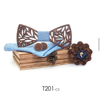 Комплект дървена папионка, бутонели и кърпичка, снимка 9 - Сватбени аксесоари - 44774770