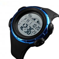 Мъжки часовник 043, DUAL TIME, черен със синьо, снимка 4 - Мъжки - 29463932