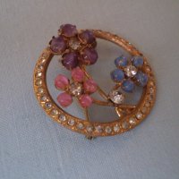 красива рядка антикварна брошка със цветя , снимка 3 - Антикварни и старинни предмети - 40106757