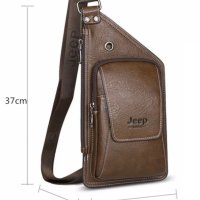 мъжка чанта кожена JEEP BULUO паласка за през годи с една презрамка, снимка 8 - Чанти - 42080755