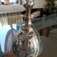 Сребърна бутилка за коняк/кристал/ 700 мл. чаша-чаши, снимка 1 - Антикварни и старинни предмети - 31255757