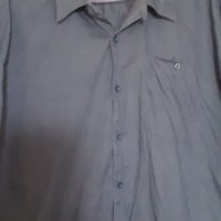 Мъжка риза синьо-сиво с къс ръкав , снимка 1 - Ризи - 37021365