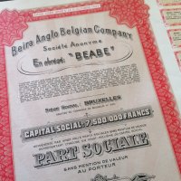 Акция от Белгия | Beira Anglo Belgian Company | 1944г., снимка 1 - Нумизматика и бонистика - 31275298