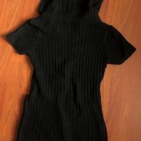 Черно плетено поло с къс ръкав, снимка 2 - Блузи с дълъг ръкав и пуловери - 31056109
