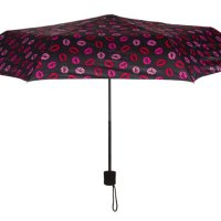 Сгъваем чадър за дъжд Ръчен Черен Червен Розов Целувки 23,5 см, снимка 2 - Други - 42876521