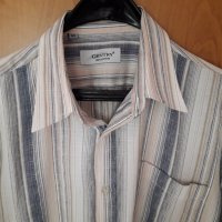 Нова мъжка риза къс ръкав на райета 100 % памук , снимка 2 - Ризи - 29152212