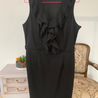 Елегантна черна рокля в размер XL, снимка 3 - Рокли - 44518647