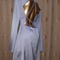 М/L Сатенена светло лилава рокля с гол гръб , снимка 5 - Рокли - 40476391