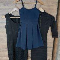Нови малки ефирни рокли 3 броя черни и синя размер S памук ITALY, снимка 2 - Рокли - 39646124