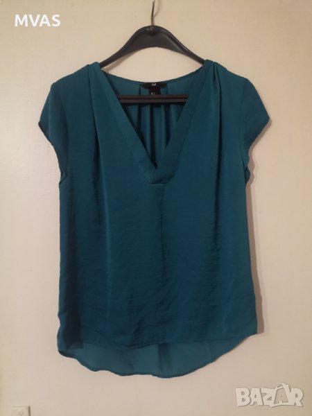 Блуза H&M тъмно зелена с деколте S размер , снимка 1