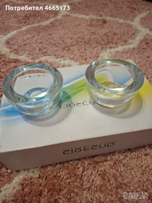 Сет Стъклени Свещници, снимка 1