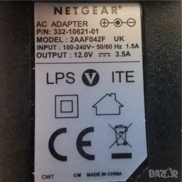 AC power adapter захранващ адаптер за рутер Netgear Nighthawk 12V 3.5A UK, снимка 1