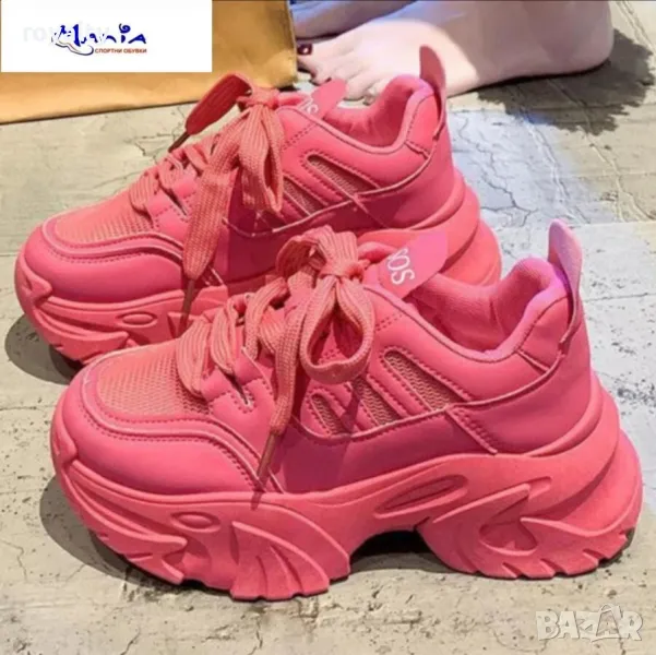 Цикламени дамски олекотени маратонки, снимка 1