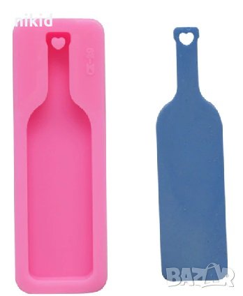 Бутилка Шише вино плосък иликонов молд форма фондан шоколад смола гипс декор , снимка 1