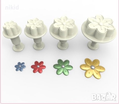 4 бр цветчета вишнев цвят с тичинки форми с бутало резец за украса декор торта фондан, снимка 1