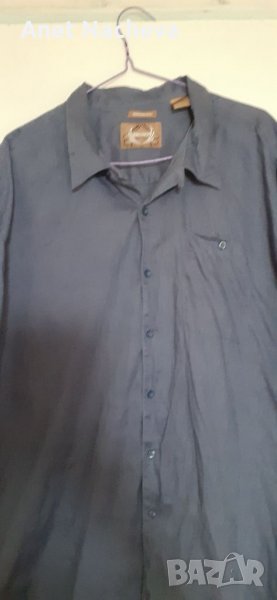 Мъжка риза синьо-сиво с къс ръкав , снимка 1