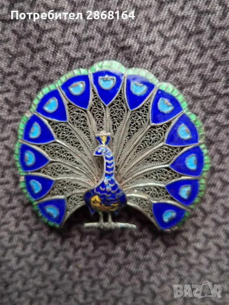 Стара сребърна брошка, снимка 1