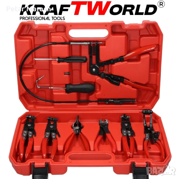 Комплект клещи за скоби на водни съединения 9 части KraftWorld – професионален, снимка 1