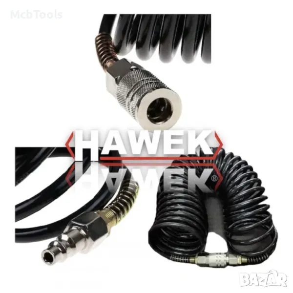 Спирален маркуч за въздух с бързи връзки 10 м. / 10 х 14 мм HAWEK, снимка 1