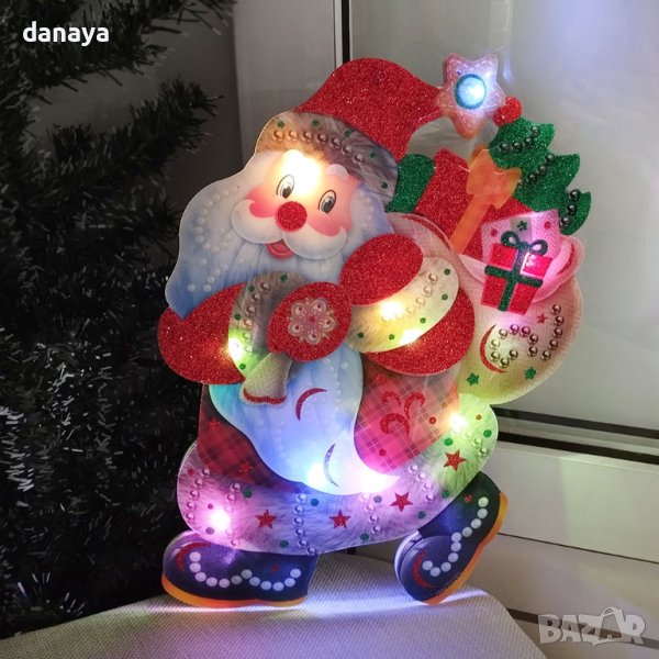 4225 Светеща коледна украса за прозорец стена Дядо Коледа, снимка 1