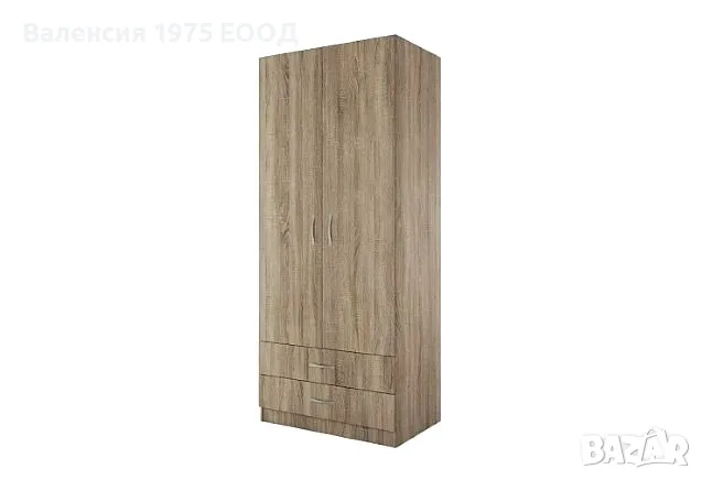 Двукрил гардероб с чекмеджета Сити 1008 сонома, орех адмирал или комбинация бяло/ арвен, снимка 1
